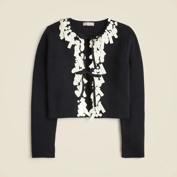 J. Crew Sequin tie-front cardigan in merino wool NWT - Picture 3 of 7